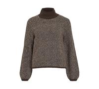 Vila Jersey Vilory de Cuello Alto para Mujer L/S Knit Top-Noos, Café Bean/Patrón: Eggnog Melange, XXL