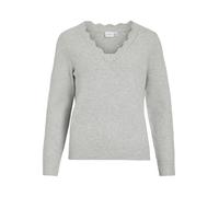 Vila Vinikolina Noos - Camiseta de Punto con Cuello en V L/S, Gris Claro, XXL