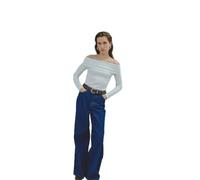 Vila Viommi L/S Rib Off Shoulder Top Camiseta de Manga Larga, Cloud Dancer, M Mujeres