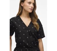 Vila VIPRISILLA PRINT V-NECK S/S TOP/1 42 Negro