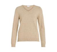 Vila Clothes Viril L/s V-Neck Knit Top-Noos, suéter Mujer, Beige (Natural Melange Natural Melange), 44 (Talla del Fabricante: X-Large)