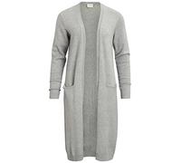 Vila VIRIL Long L/S Knit Cardigan - Noos, Suéter cárdigan Mujer, Light Grey Melange,