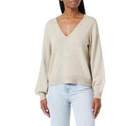 Vila Viril Rev V-Neck L/S Top-Noos Jersey de Punto, Melange Natural, L para Mujer