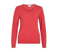Vila Viril V-Neck L/S Knit Top-Noos, Aurora Red, XXL para Mujer