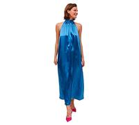 Vila Visittas Noos-Cuello de Soporte Maxi Dress Vestido, Color Azul, 38 para Mujer