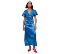 Vila Visittas V-Neck S/S Maxi Dress-Noos Vestido, Color Azul, 44 para Mujer