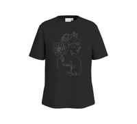 Vila Visybil Stiched S/S O-Neck Camiseta/L, Negro (Black Beauty), M