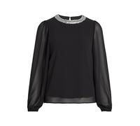 Vila Viwilly L/S O-Neck Top/Ka Blusa de Manga Larga, Negro/Detalles: Lentejuelas Plateadas, 40 Mujeres