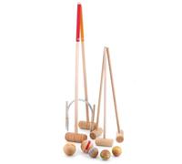Vilac 4094 - Croquet de Madera Maciza, 2 mazos para Adultos, 3 niños, 5 Bolas de Madera, Lazos de Metal y Bolsa de Transporte - Juego de Estrategia y Estrategia Familiar - Regalo Familiar a Partir de