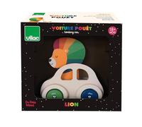 VILAC 7426Y - Coche de juguete para niños (1 coche de madera con bocina integrada, juegos de despertar para niños de madera, juguete para niños a partir de 18 meses