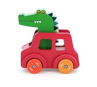 Vilac - Coche de juguete de cocodrilo - Andy Westface - 1 coche de madera con bocina integrada - juegos de despertar para niños de madera - juguete para niños a partir de 18 meses - 7426G