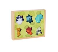 VILAC Historias Animales de la Selva Primera Edad - 6 Figuras león, Panda, Gorila, Elefante, Cebra y Pantera - Juegos de Despertar Madera - Juguete para niños a Partir de 3 años - 3502