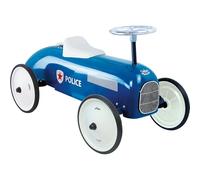 Vilac - Portador de Coche Vintage de policía - Juguete de Metal - Ruedas silenciosas - Volante direccional - Decoración - Azul - para niños a Partir de 18 Meses
