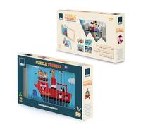 VILAC - Puzzle Trubble Les Transports - Ingela P.Arrhenius - Puzzles - 1 Soporte de Madera + 20 Varillas de Madera ilustradas en Las 4 Caras. - Juegos de Madera - A Partir de 5 años - 7639