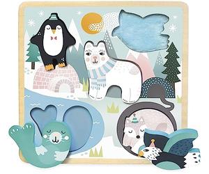 Vilac Touch and Feel - Rompecabezas temático de Islandia, Incluye 5 Piezas de Rompecabezas de Animales y 1 Tablero de Rompecabezas, diseño de Calidad, a Partir de 18 Meses