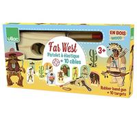 Vilac Vilac9911 Far West, Pistola de Madera con Banda de Goma y Objetivos, Multicolor, Mediano