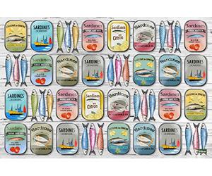 Vilber A050 V01 Sardines.2942 DU01 Mantel Tapete Comedero Bebedero, 45.6 x 30.5 x 0.2 cm, Multicolor