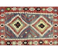 Vilber, Alfombra Vinilo, Étnico, Rombos, Pasillo, Cocina, Salón, Hogar. Multicolor. Diferentes tamaños. Medida: 155x230cm. Kilim.2574 01.