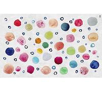 Vilber, Alfombra Vinilo Infantil, Bebe. Antideslizante. Lavable. Habitación, Juego, Niño, Niña, Dormitorio. Disponible en Redondas y Rectangulares. Multicolor. Medida: 75x120 cm. Dots.