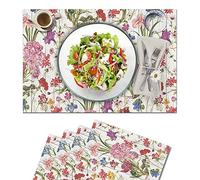 Vilber, Juego de 4 manteles Individuales Vinilo, Antimanchas, Antideslizantes y Resistentes al Calor. Combinables con alfombras y manteles resinados de Tela. Flower.1274