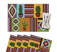Vilber, Juego de 4 Salvamanteles Individuales de Vinilo. Lavables, Impermeables, Antimanchas, Antideslizantes, Antiadherentes y Resistentes al Calor. Estilo Cactus. Plantas. Multicolor. Jalisco