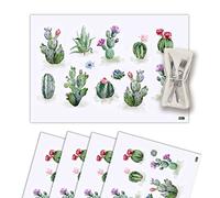 Vilber, Juego de 4 Salvamanteles Individuales de Vinilo. Lavables, Impermeables, Antimanchas, Antideslizantes, Antiadherentes y Resistentes al Calor. Estilo Cactus. Plantas Multicolor. Cactus.3349