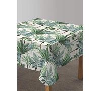 Vilber, Mantel de Tela confeccionado, Cuadrado, Resinado, con Tratamiento Antimanchas, Impermeable, Estampado Tropical. AZOR Color Verde