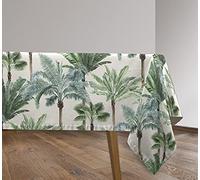 Vilber, Mantel de Tela confeccionado, Rectangular, Resinado, con Tratamiento Antimanchas, Impermeable, Estampado Tropical. AZOR Color Verde, 100 x 136 cm