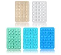 Vilbocr 5 soportes de succión para teléfono de agarre fuerte, soporte de silicona adhesivo para videos manos libres, perfecto para cantar en el baño y entrenamientos de gimnasio (blanco/azul
