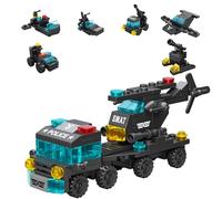 Vilbocr Juego de bloques de construcción para vehículos de emergencia, coche de policía, camión de bomberos, ambulancias, tanque, helicópteros de rescate y vehículos de construcción, juguete STEM