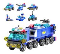 Vilbocr Juego de bloques de construcción para vehículos de emergencia, coche de policía, camión de bomberos, ambulancias, tanque, helicópteros de rescate y vehículos de construcción, juguete STEM