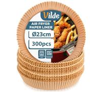 Vilde Airfryer - Papel de horno cuadrado redondo de 23 cm, 300 unidades, desechables, papel antiadherente, resistente a la grasa, para horno y microondas