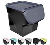 Vilde Caja de almacenamiento para verduras, frutas, cebolla, patatas y ajo, con tapa, apta para alimentos, 13 l, color negro, antracita, fabricado en la UE