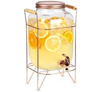 Vilde Dispensador de bebidas con grifo de 8 l - Cristal con soporte - Dispensador de bebidas en diseño de barril, dispensador de bebidas para zumo, agua y fiestas