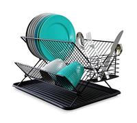 Vilde Escurreplatos con Soporte para Cubiertos Dish Drying Rack Escurreplatos, escurridor, escurridor de Platos, pequeño, 45 x 32 x 25,5 cm, Color Negro