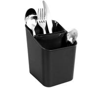 Vilde Escurreplatos organizador de cubiertos, escurridor para cubiertos, utensilios de cocina, negro, 14 x 11 x 16 cm