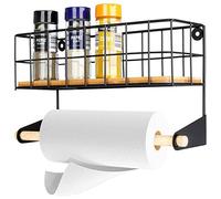 Vilde Estantería de Pared de Metal con Soporte para Rollos de Cocina, Color Negro