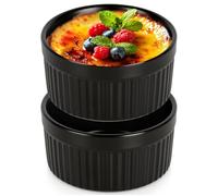 Vilde Fuente de porcelana con tapa 260 ml x 2 - resistente al calor pequeño horno para postres tapas soufflé crema brulee - horno microondas