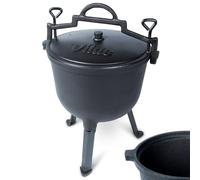 Vilde Hervidor de hierro fundido con tapa, 10 l, para exteriores, horno holandés de hierro fundido para fogatas, camping, barbacoa y jardín, olla de alta calidad