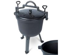 Vilde Hervidor de hierro fundido con tapa de 8 l para exteriores, horno holandés de hierro fundido para fogatas, camping, barbacoa y jardín, olla de alta calidad