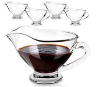 Vilde Juego de 5 salseras de cristal de 200 ml, con boquilla y asa, jarra de salsa de cristal para salsa, aderezo de leche, para cocina, restaurante, lavavajillas