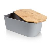 Vilde Panera con tabla de madera gris - Panera - Panera - Panera - Contenedor de pan - Olla para guardar pan - Caja de pan - 33 x 18,5 x 12 cm