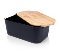 Vilde Panera con tabla de madera negra - Contenedor - Olla para guardar - 33 x 18,5 x 12 cm