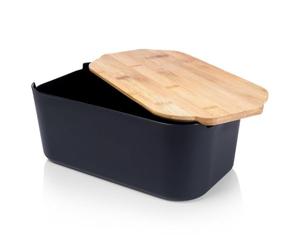 Vilde Panera con tabla de madera negra - Contenedor - Olla para guardar - 33 x 18,5 x 12 cm