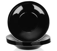 Vilde Platos hondos de cristal negro, 21,5 cm, 400 ml, 6 unidades, juego de platos, cuencos, cuencos y platos llanos