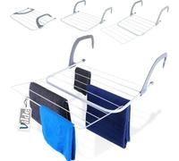 Vilde Tendedero para secadora de ropa, ahorra espacio con función plegable, 55 x 50,5 cm, metal resistente en color blanco, 10 barras, superficie de secado de 460 cm, capacidad de carga de 6 kg