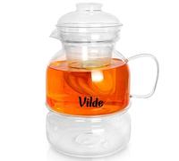 Vilde Tetera de cristal con colador de té, sistema de infusión, resistente al calor, tetera para té suelto, infusión de hierbas transparente (modelo 6, 1,5 L)