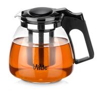 Vilde Tetera de cristal de 1,15 l con colador de té, sistema de infusión, resistente al calor, tetera para té suelto, infusión de hierbas transparente