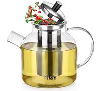Vilde Tetera de cristal de 1,2 l con colador de té, sistema de infusión, resistente al calor, tetera para té suelto, infusión de hierbas transparente