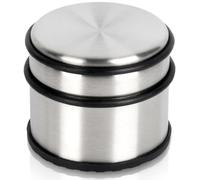 Vilde Tope de puerta de acero inoxidable pesado plata 9,5 cm - Tope de puerta de suelo sin taladrar con anillo de goma - Soporte para puerta de puerta para casa y oficina